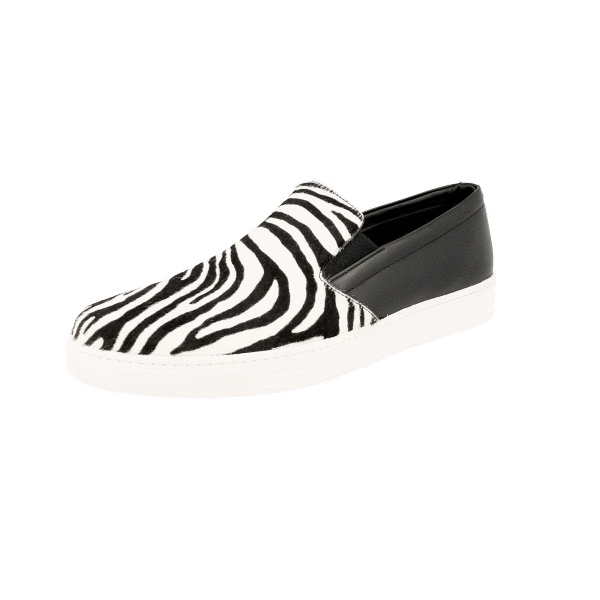 【希少】PRADA ロゴ入り アニマルプリント レザー バレリーナ White/dark Brown Printed Leather Ballerinas | PRADA