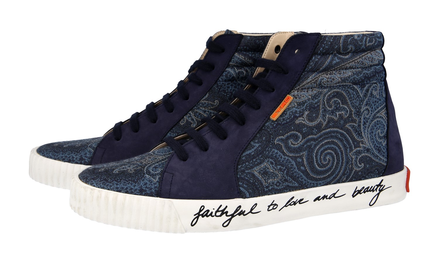 ETRO HIGH-TOP SNEAKERS SHOES PAISLEY BLUE SUEDE NEW US 11 EU
