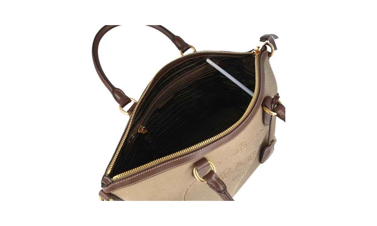 PRADA Logo Jaquard Canvas Shoulder Bag / Handbag - Model 1BA104