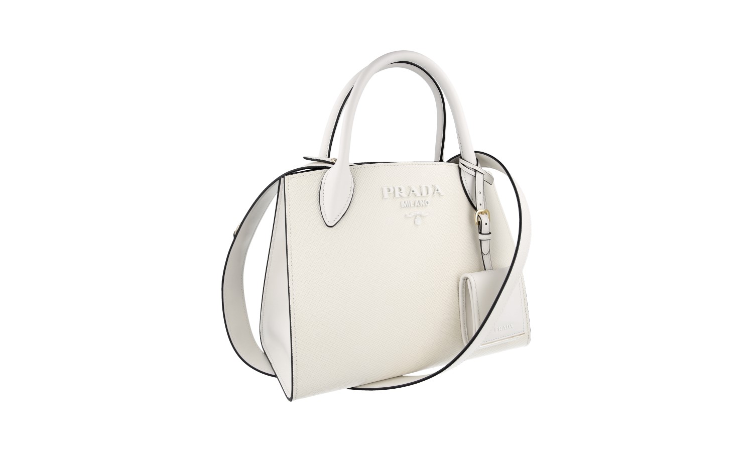 PRADA SAFFIANO MONOCHROME TOP-HANDLE BAG 1BA156 WHITE LEATHER NEW