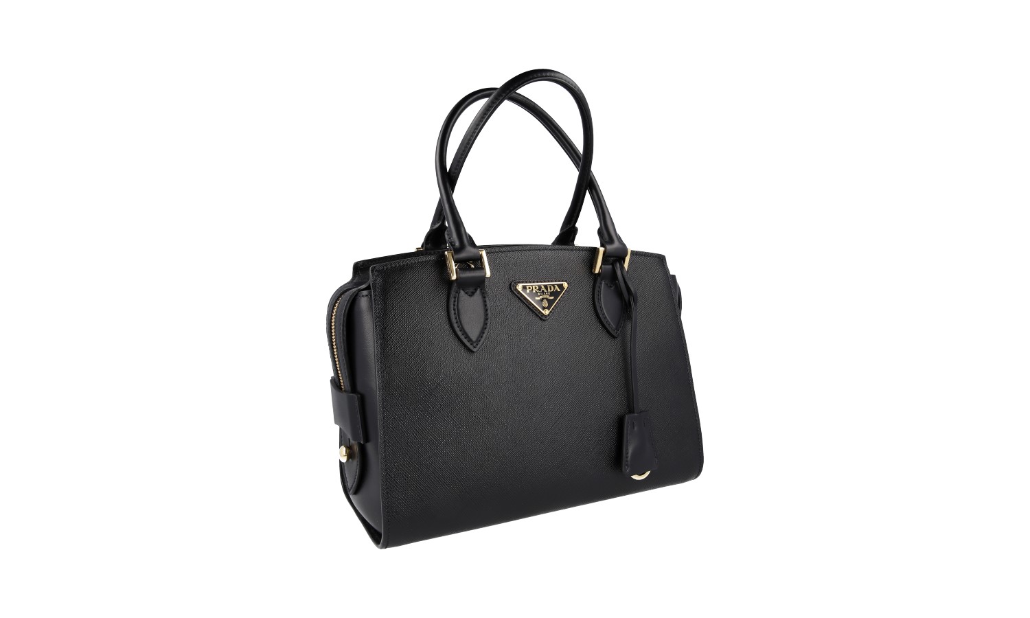 Prada Black Soft Calf Leather Bauletto Top Handle