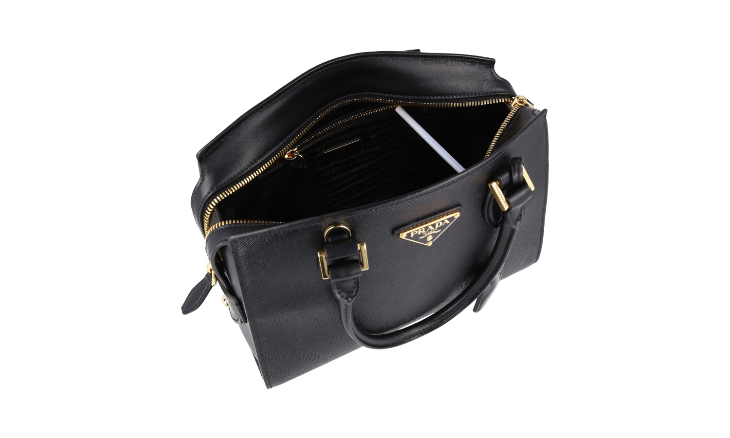 PRADA SAFFIANO SHOULDER BAG HANDBAG 1BA164 BLACK LEATHER | eBay