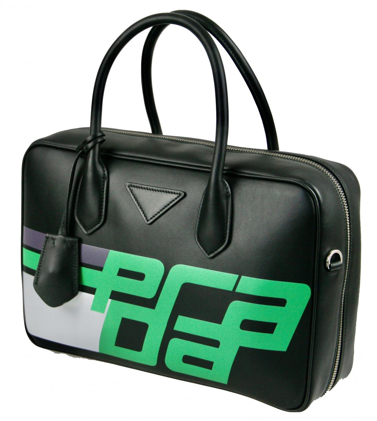 セール★PRADA★1BC194 Prada Black Soft Calf Leather Zip Shoulder Bag - 1BC194