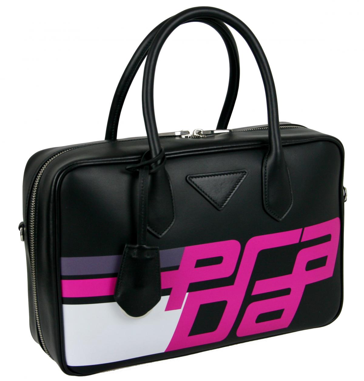 AUTH LUXURY PRADA SHOULDER BAG HANDBAG 1BB045 BLACK LEATHER