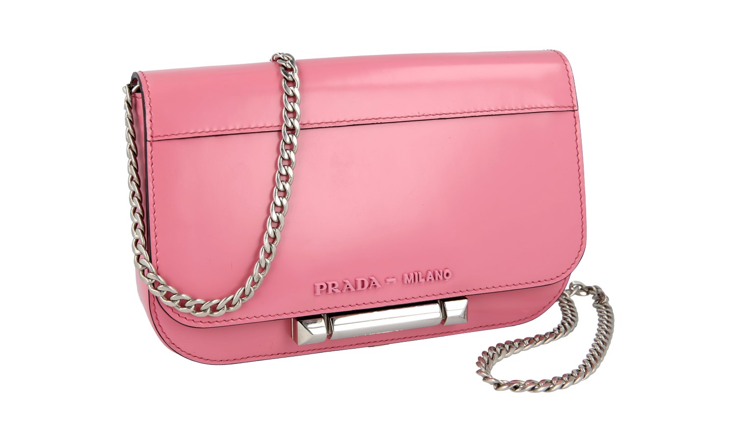 PRADA SHOULDER MINI HAND BAG 1BD170 PINK BEGONIA SILVER NEW | eBay