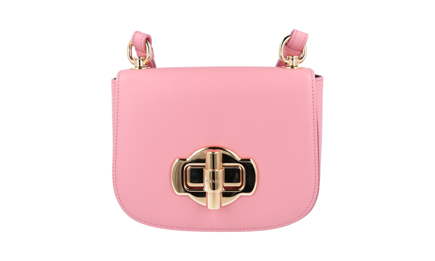 PRADA Leather Saddle Corsaire Shoulder Bag Handbag Pink Gold NEW