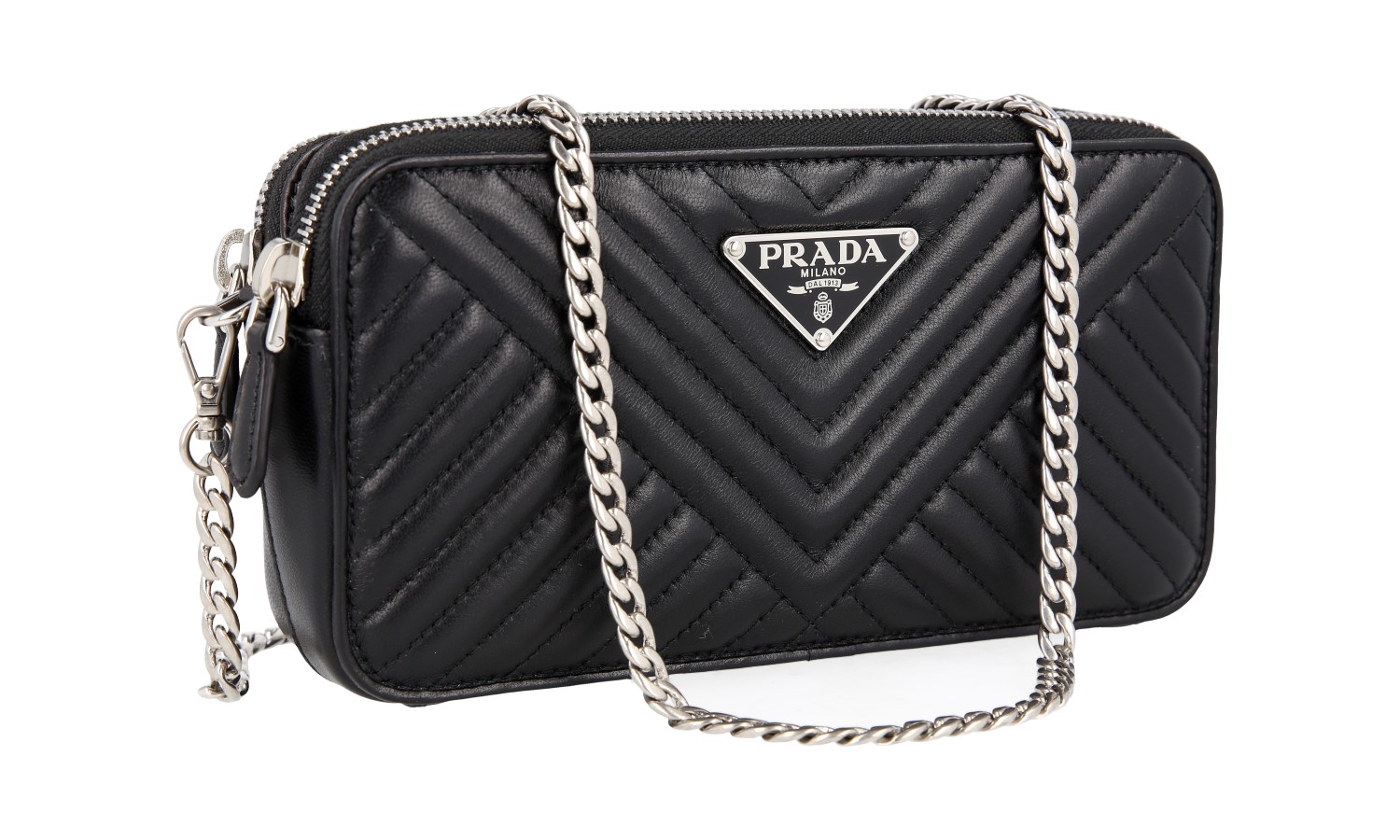 PRADA DIAGRAMME SHOULDER BAG HANDBAG 1DH010 BLACK LEATHER NEW | eBay