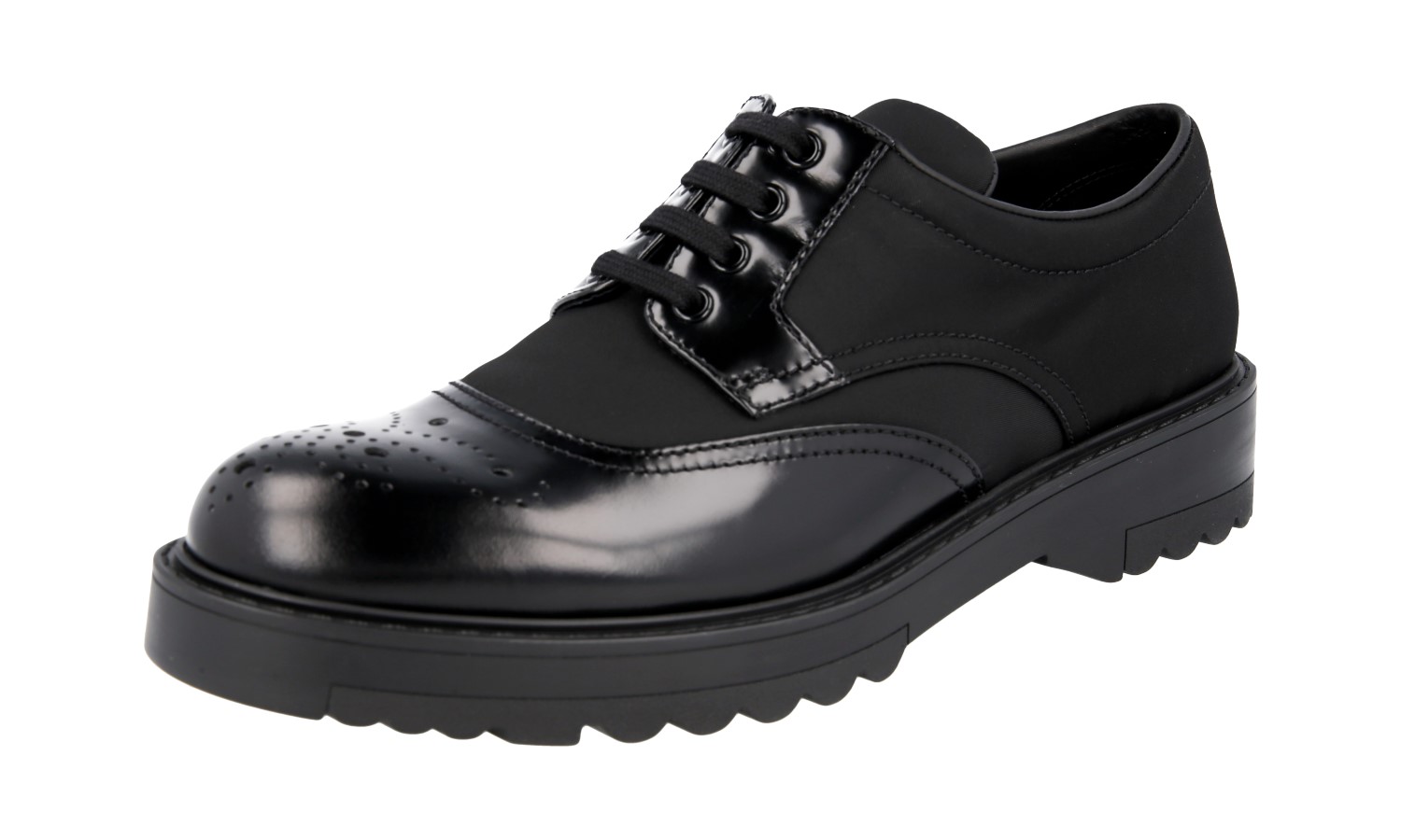 数量は多い  1E038H SHOES BUSINESS NYLON BROGUE DERBY PRADA BLACK US NEW トップス