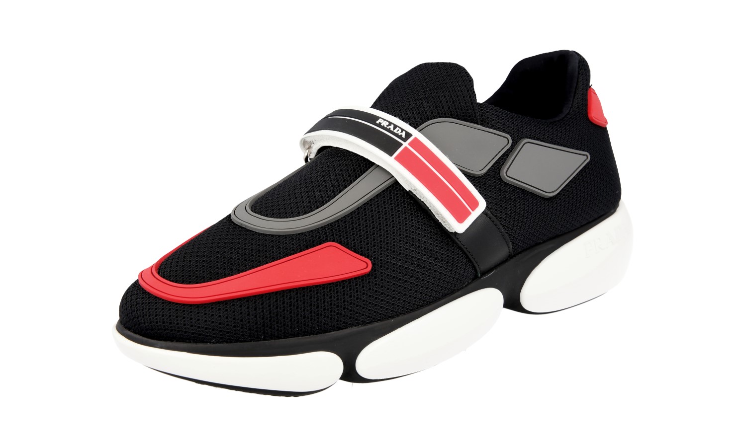 AUTH PRADA CLOUDBUST SNEAKERS SHOES 1E293I BLACK SPORT KNIT