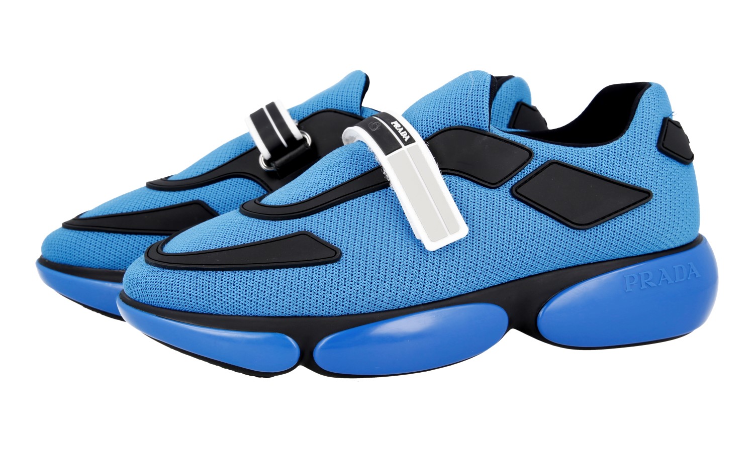 AUTH PRADA CLOUDBUST SNEAKERS SHOES 1E293I BLUE SPORT KNIT