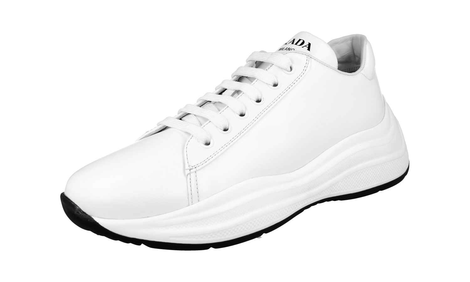 LUXURY PRADA CHUNKY SNEAKERS SHOES 1E679L WHITE LEATHER NEW