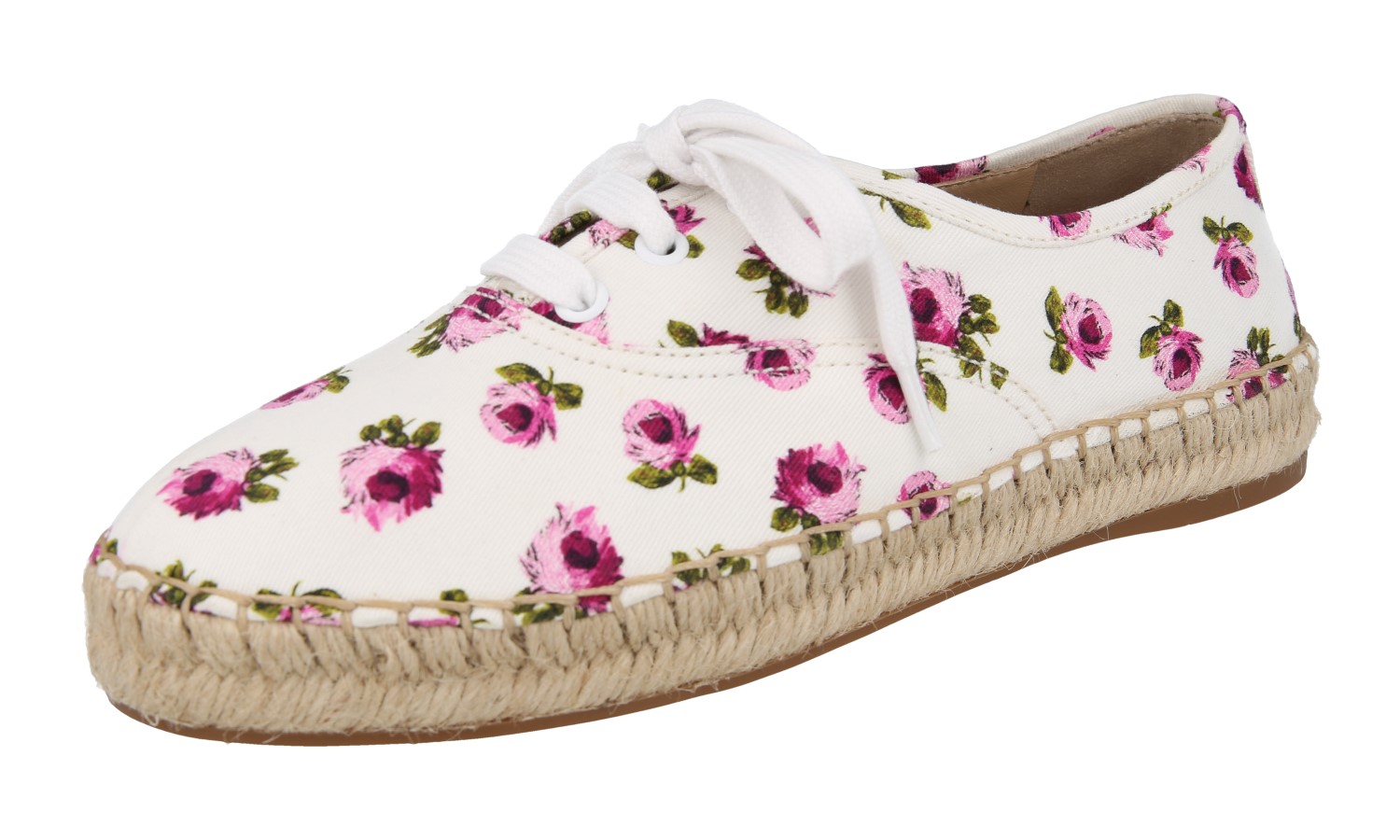 PRADA Canvas Leather Summer Shoes Espadrilles 1E988L Roses NEW