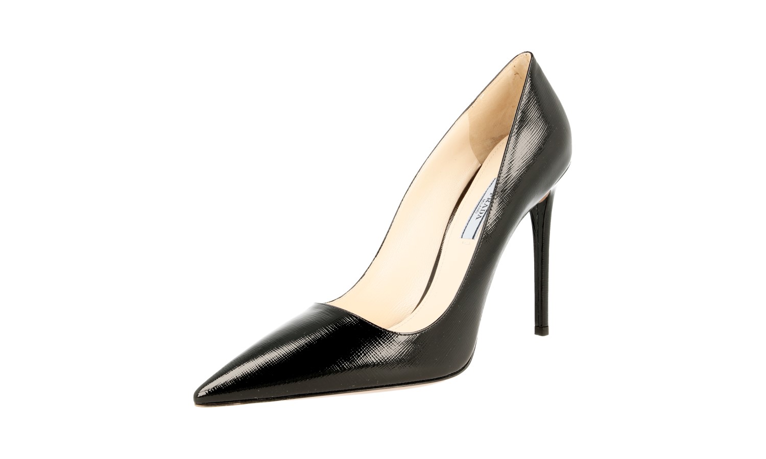LUXURY PRADA SAFFIANO PUMPS SHOES 1I221F BLACK LEATHER NEW