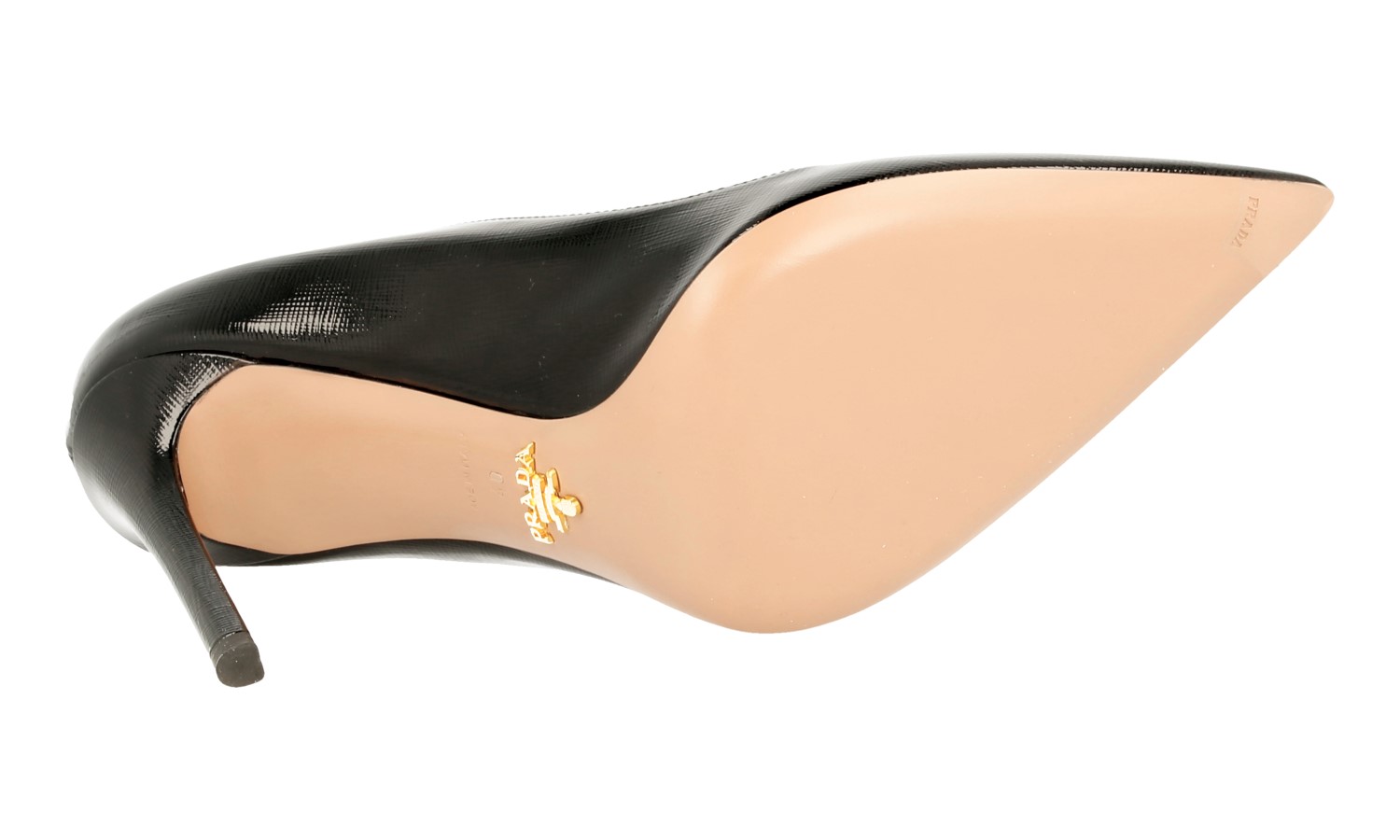 LUXURY PRADA SAFFIANO PUMPS SHOES 1I221F BLACK LEATHER NEW