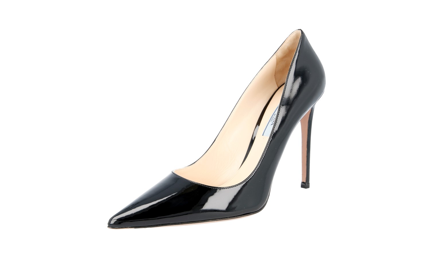 PRADA PUMPS STILETTOS SHOES 1I939F BLACK PATENT NEW US 10.5