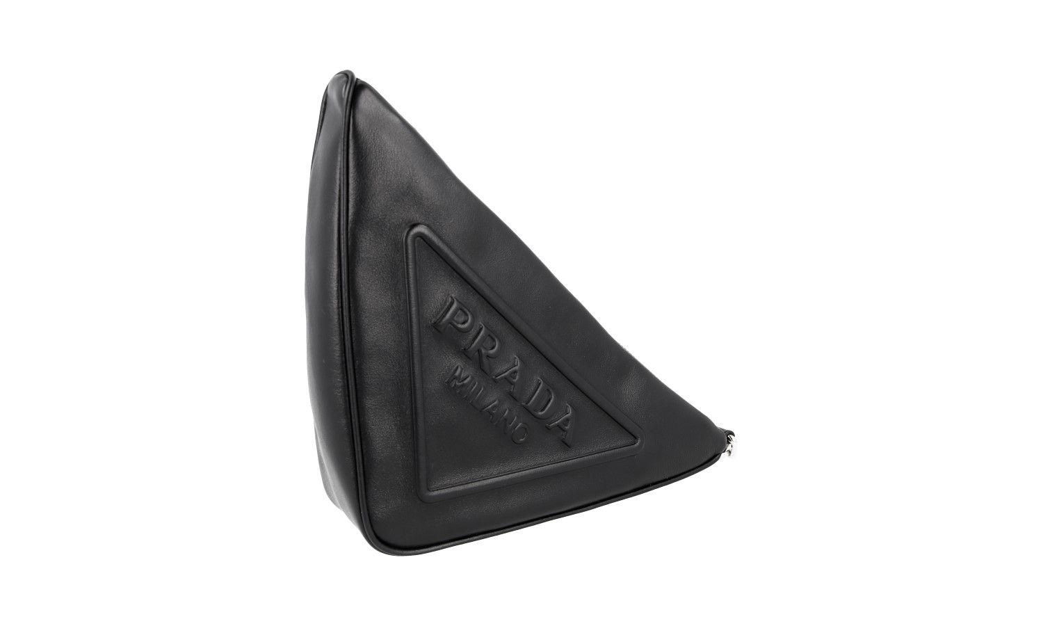 PRADA セール★ 1NE039 PRADA Leather Wrist Bag Necessaire Handbag Triangle 1NE039