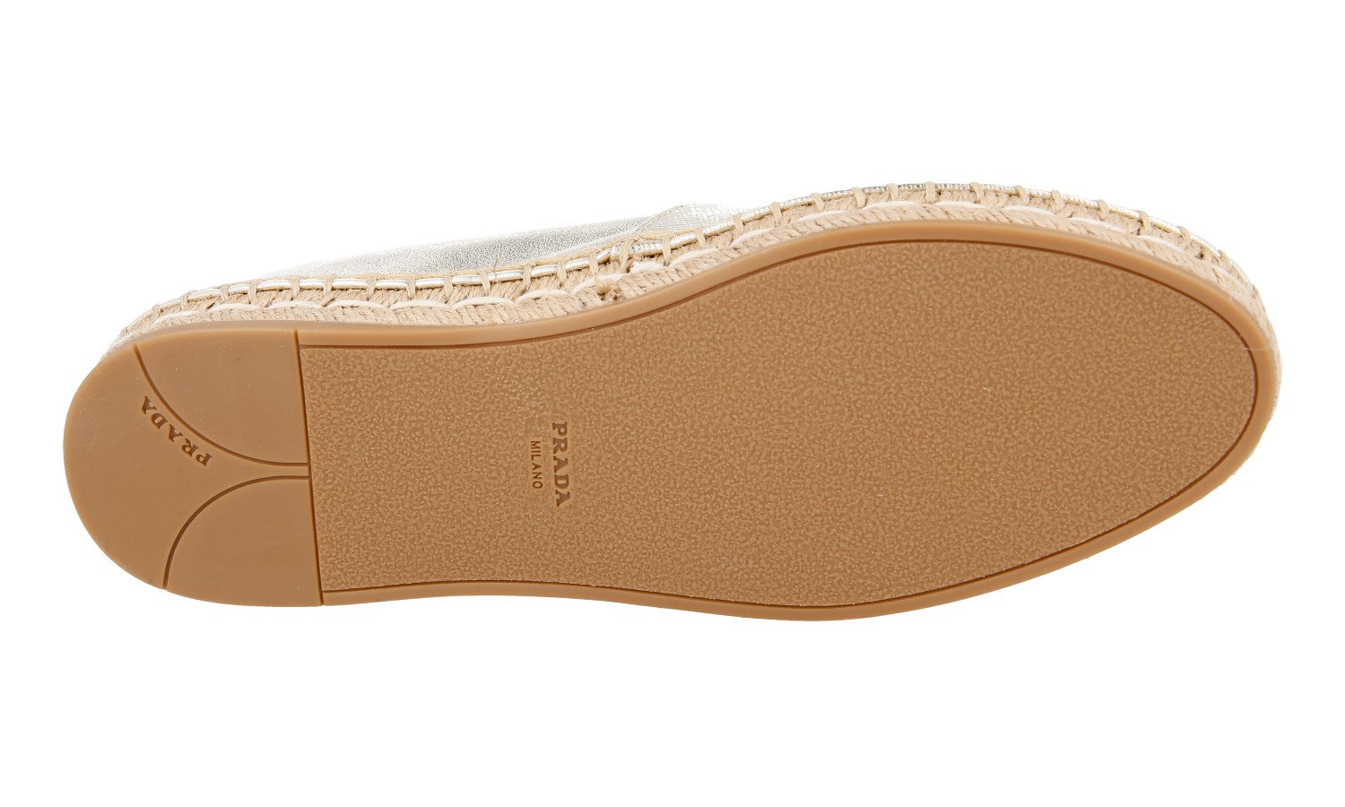 AUTH PRADA SAFFIANO ESPADRILLES SHOES 1S276H GOLD LEATHER