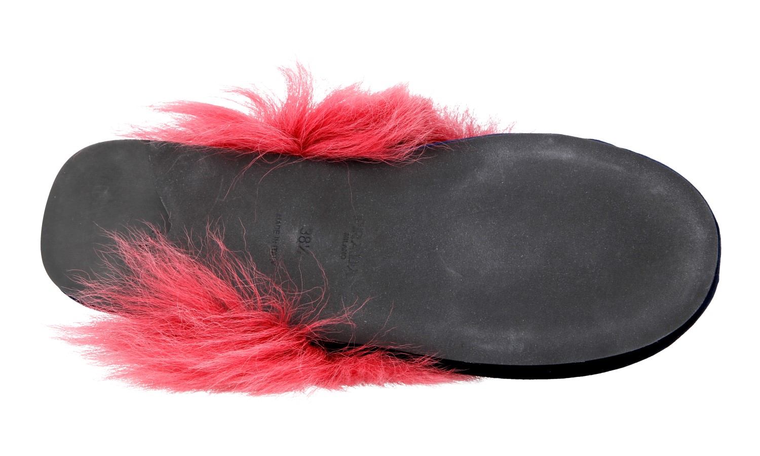 PRADA VELVET Tassel FUR Slipper Mules - 1S757H - Blue Pink - NEW