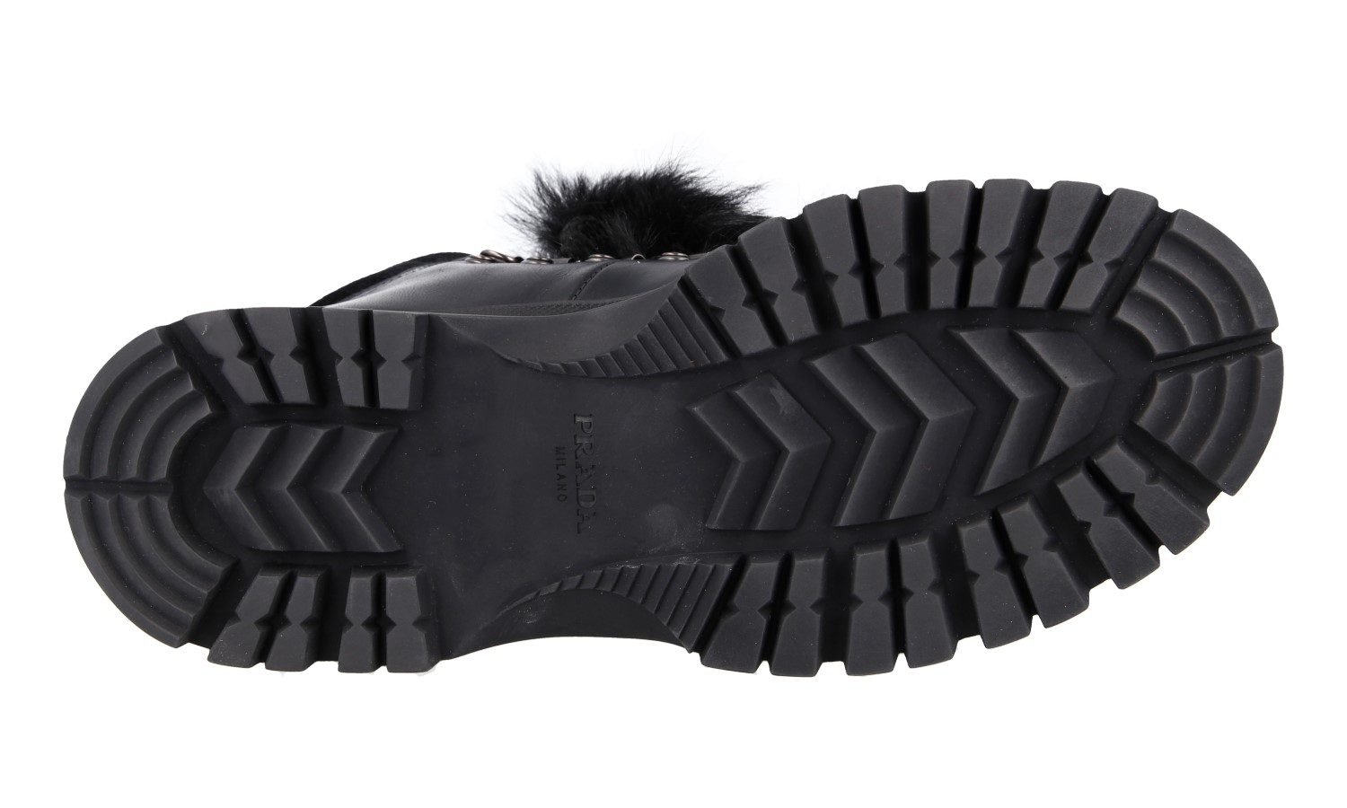 PRADA BRIXXEN HALF-BOOT SHOES 1T588L BLACK LEATHER W FUR US