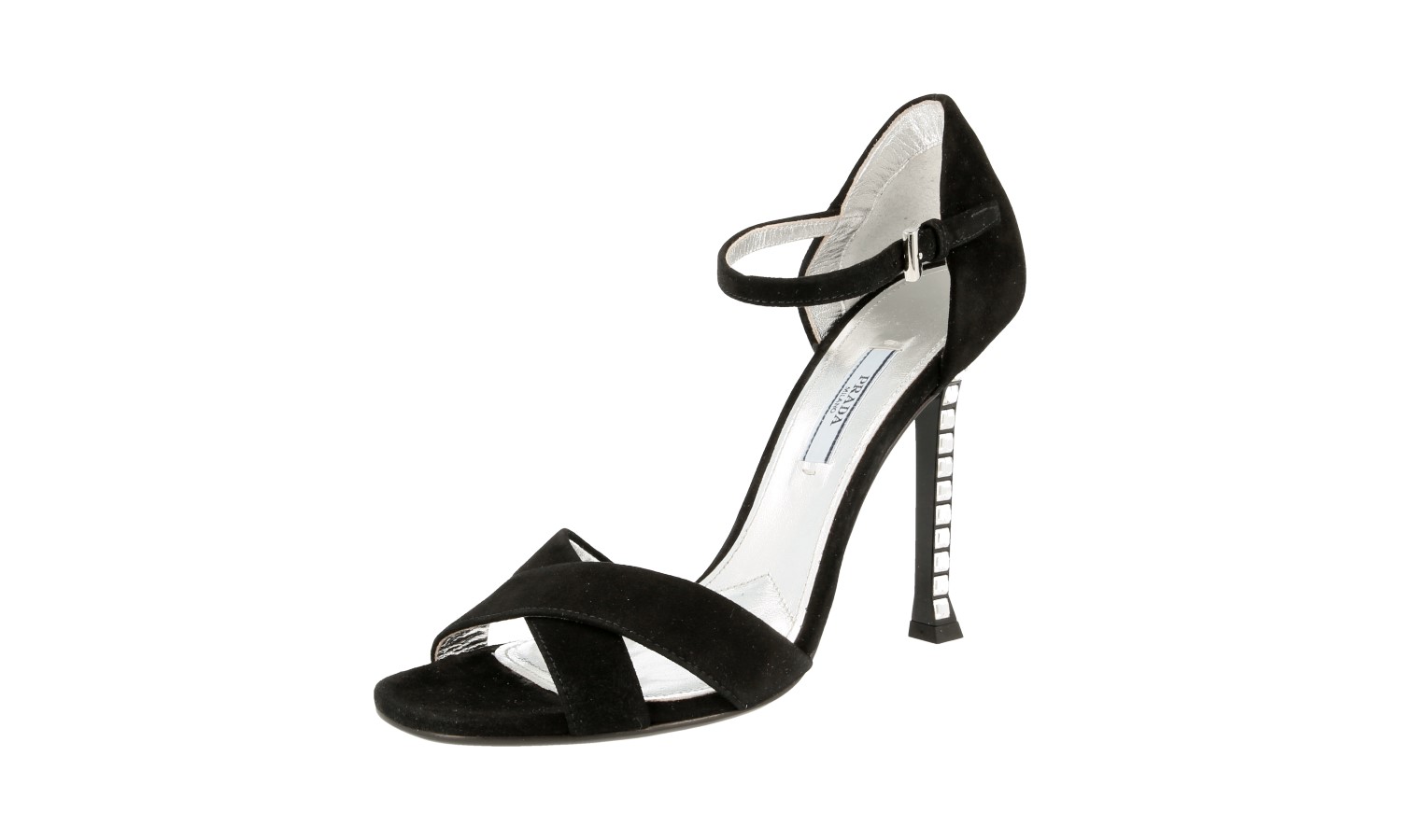 PRADA Leather CRYSTAL High Heels Pumps - 1X571F Black NEW