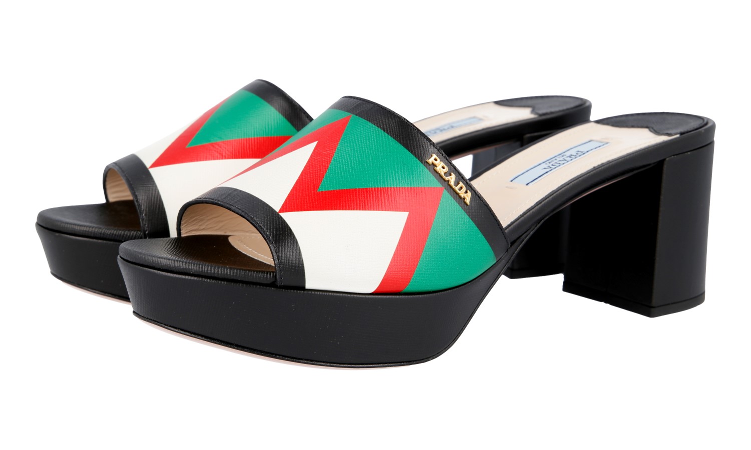 AUTH LUXURY PRADA SAFFIANO SIGNATURE SANDALS SHOES 1XP933 LEATHER