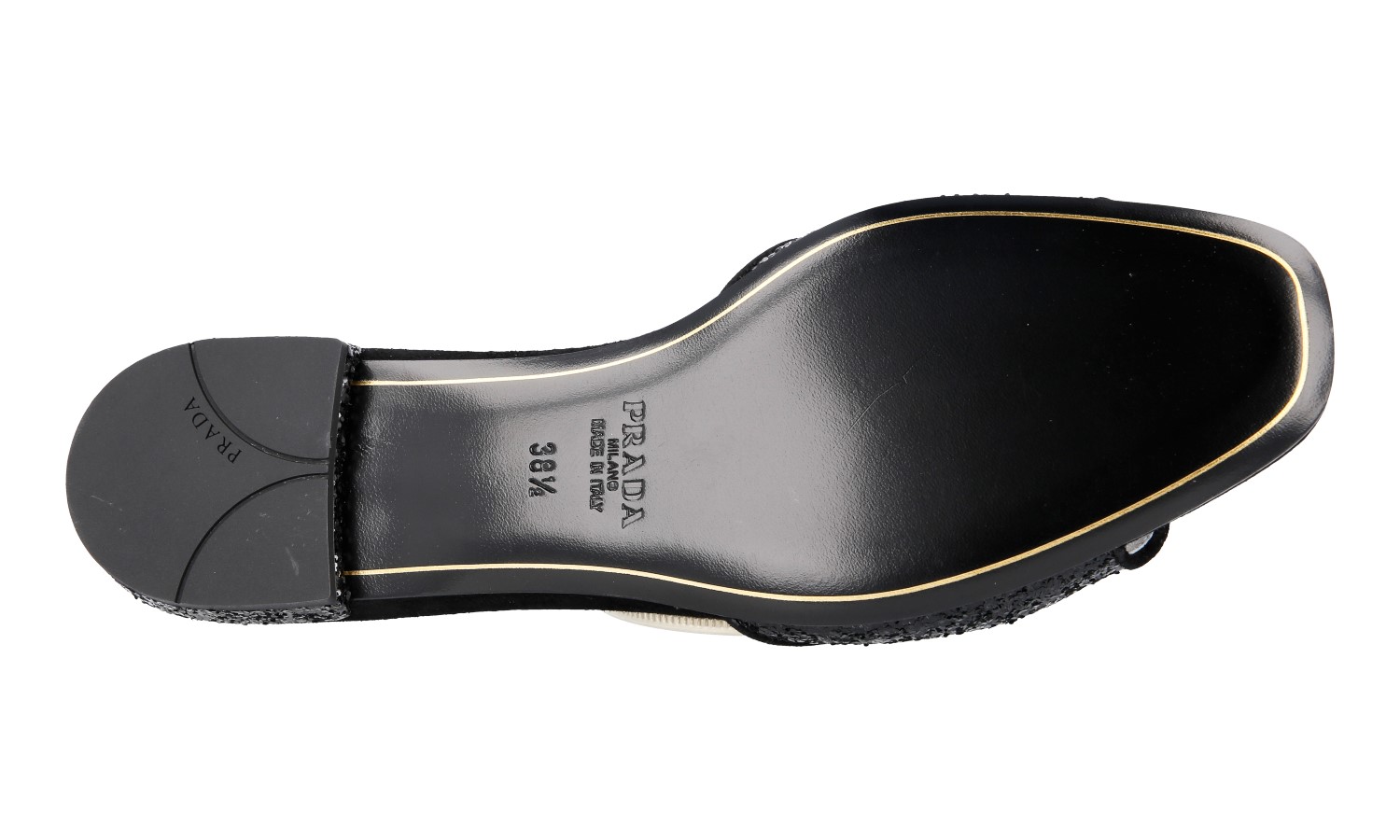 PRADA Suede Glitter Slides Shoes Sandals - 1XX229 Black NEW - US