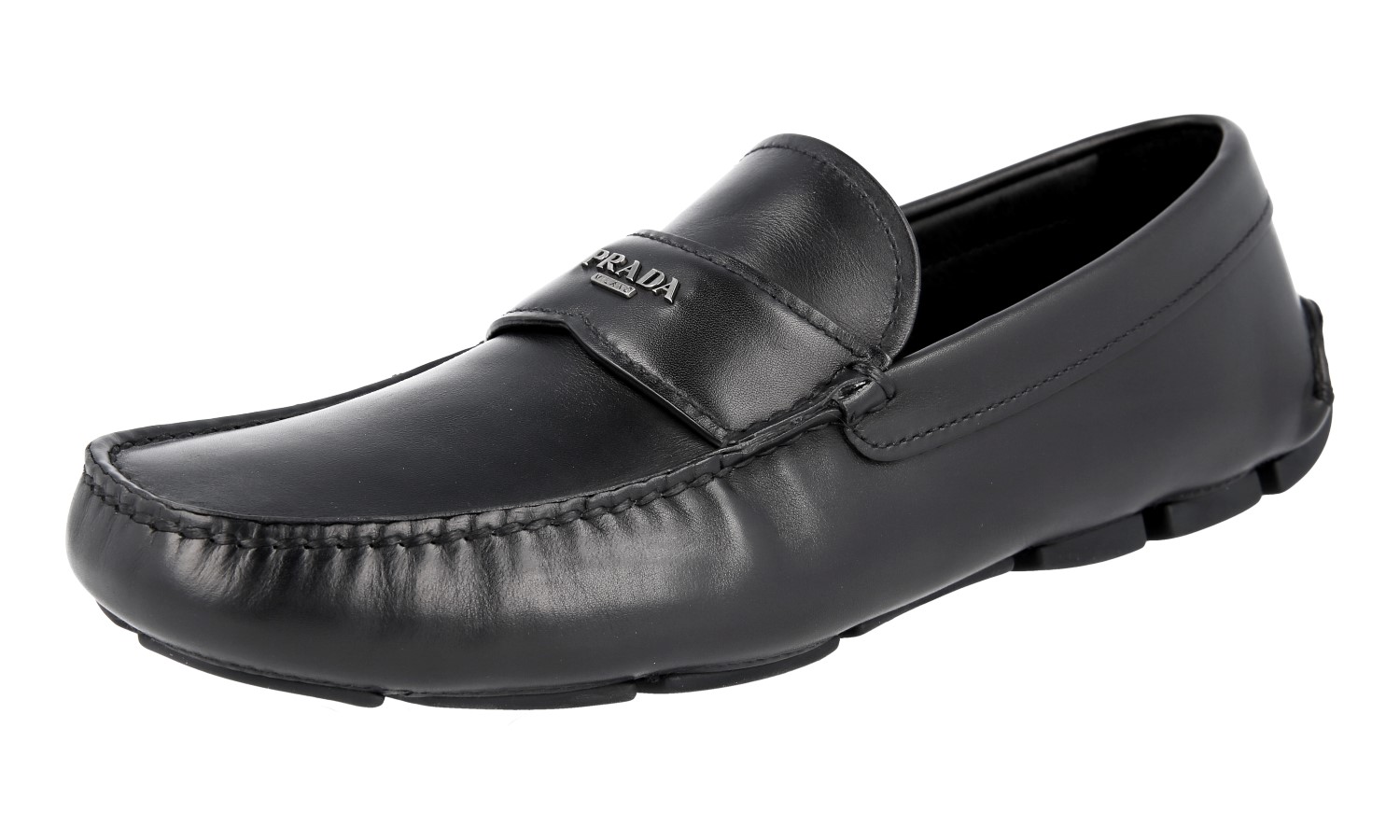 PRADA DRIVING LOAFERS SLIPPER SHOES 2D2170 BLACK LEATHER NEW