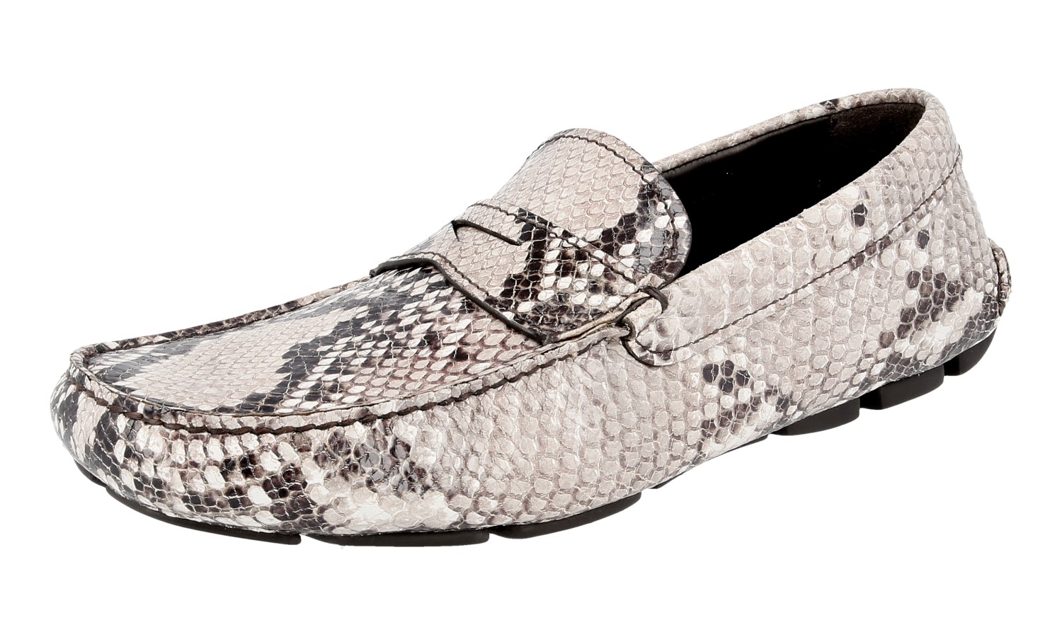 PRADA Leather PYTHON Snake PRINT Driving Loafer Shoes 2DD001 NEW