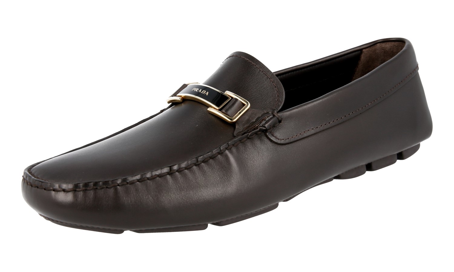 NWB Prada Milano Suede Driving Loafers 2DD163 Dark Brown Mens Size 6.5 UK PRADA Brown Casual Shoes for Men for sale | eBay main image 3