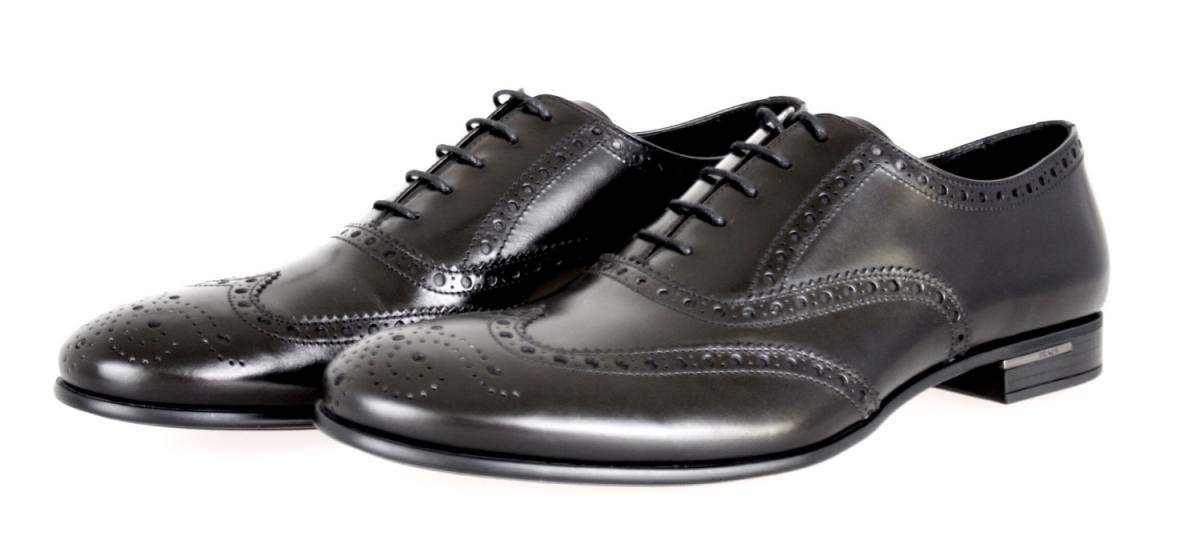 Prada Elegant Black Leather Oxfords Prada Brushed Leather Derby Shoes | Saks Fifth Avenue main image 2