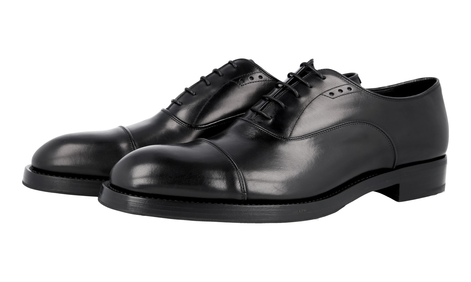 Prada Men\'s Classic Black Oxfords Black Brushed Leather Lace-up Shoes | PRADA main image 4