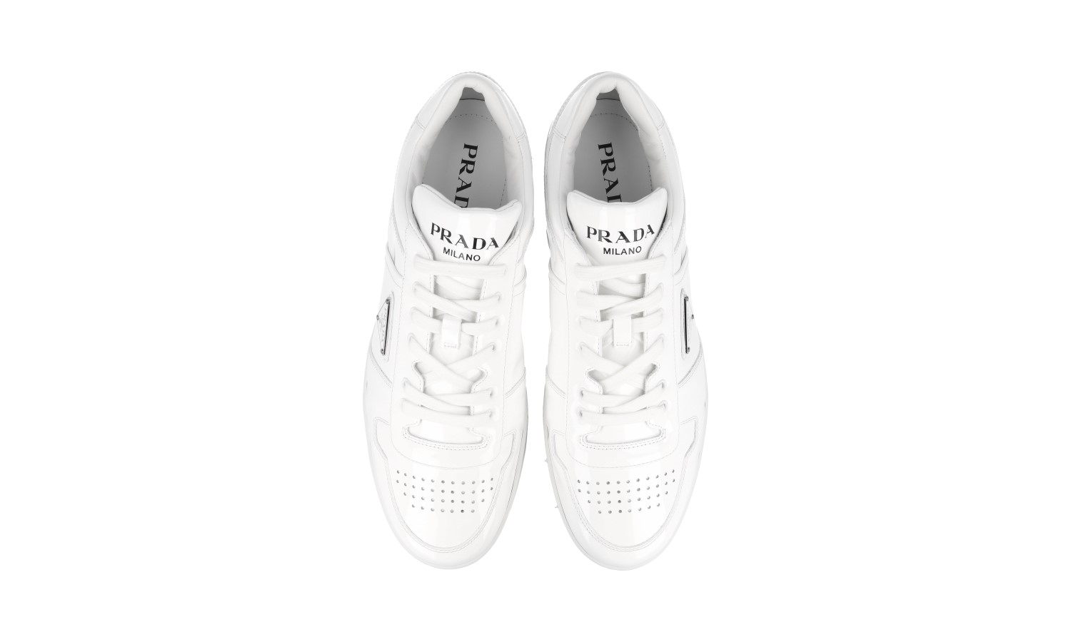PRADA Patent Leather DOWNTOWN Sneakers - 2EE364 - White