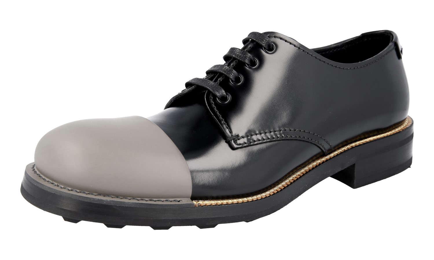 LUXURY PRADA RUNWAY CAP TOE LACE-UP SHOES 2EG190 BLACK NEW