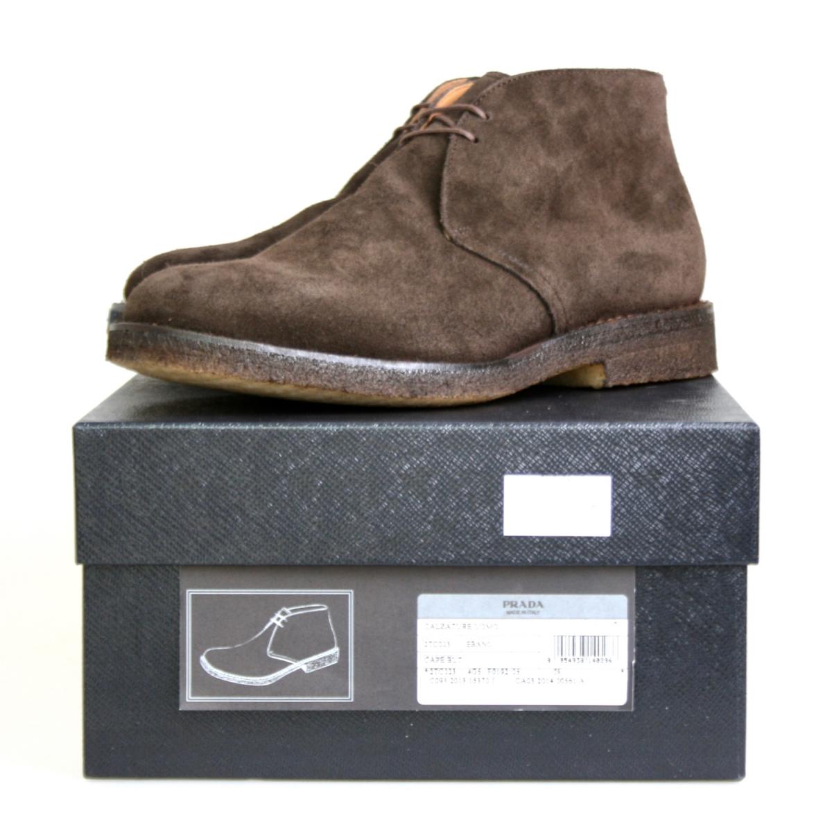 Prada Grey Suede Ankle Chukka Boots Prada 135mm Gray Taupe Platform Suede Lace Up Bambu Zip  main image 2