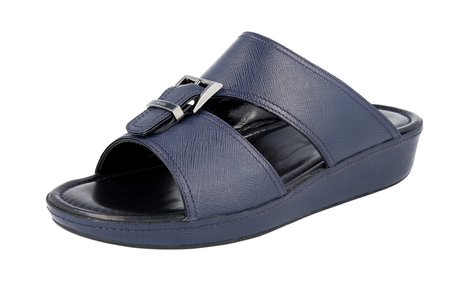AUTH PRADA SAFFIANO SANDALS SHOES 2X2938 BLUE LEATHER NEW US