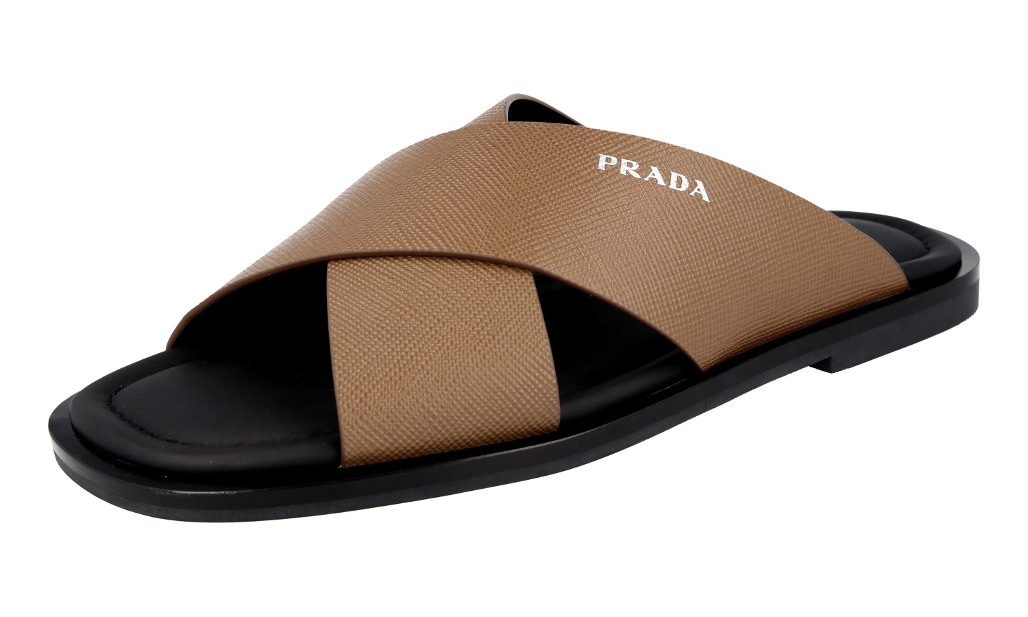 PRADA Saffiano Leather X Sandals Slides - 2X3029 - Brown