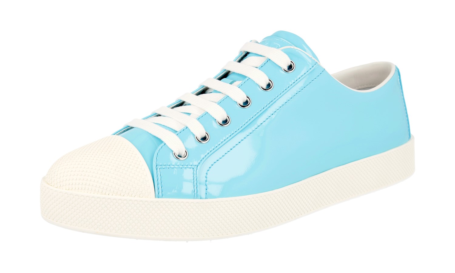 PRADA SUMMER SNEAKERS SHOES 3E6202 WHITE TURQUOISE LEATHER