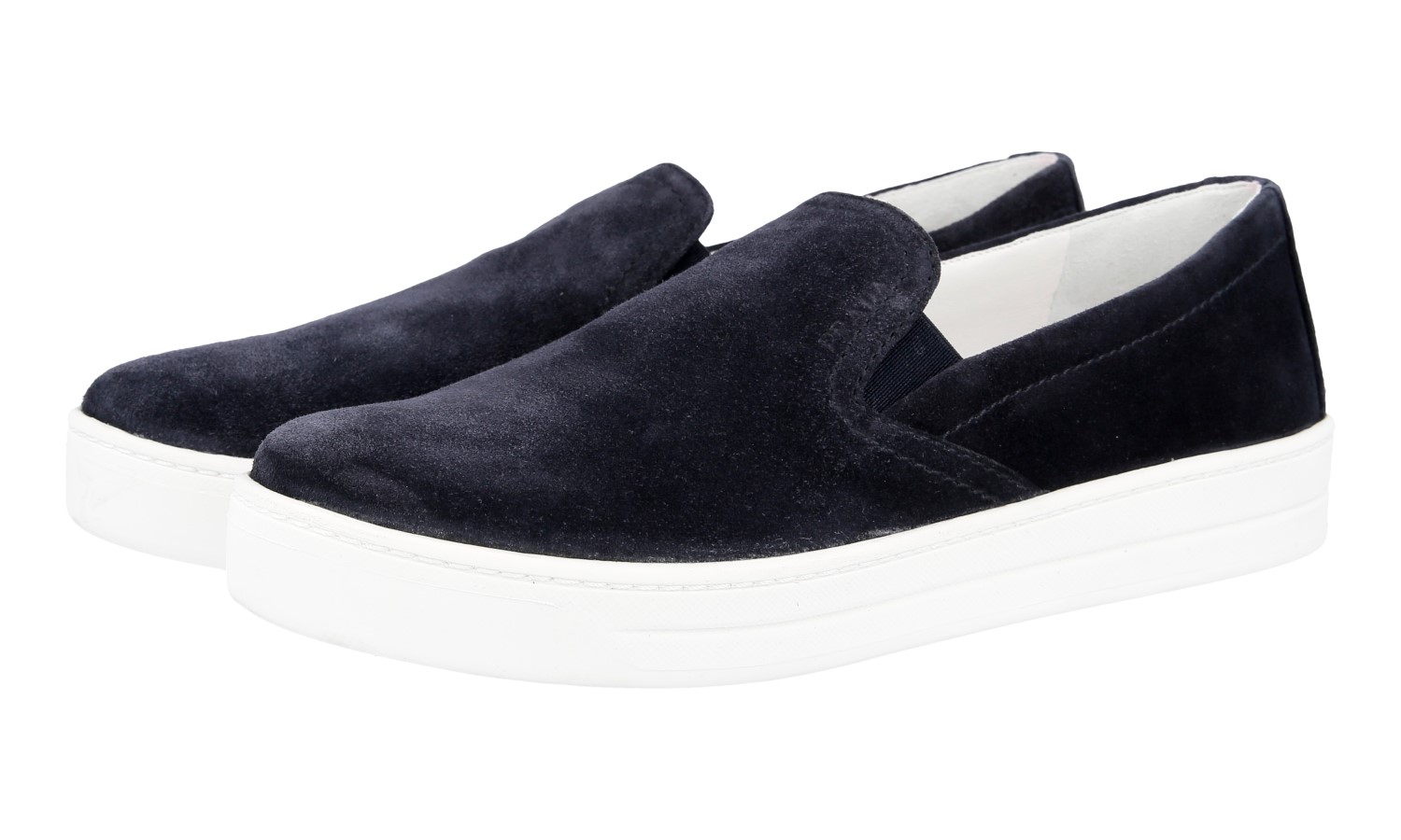 PRADA SLIP-ON SNEAKERS SHOES 3S5802 BLUE SUEDE NEW US 10.5