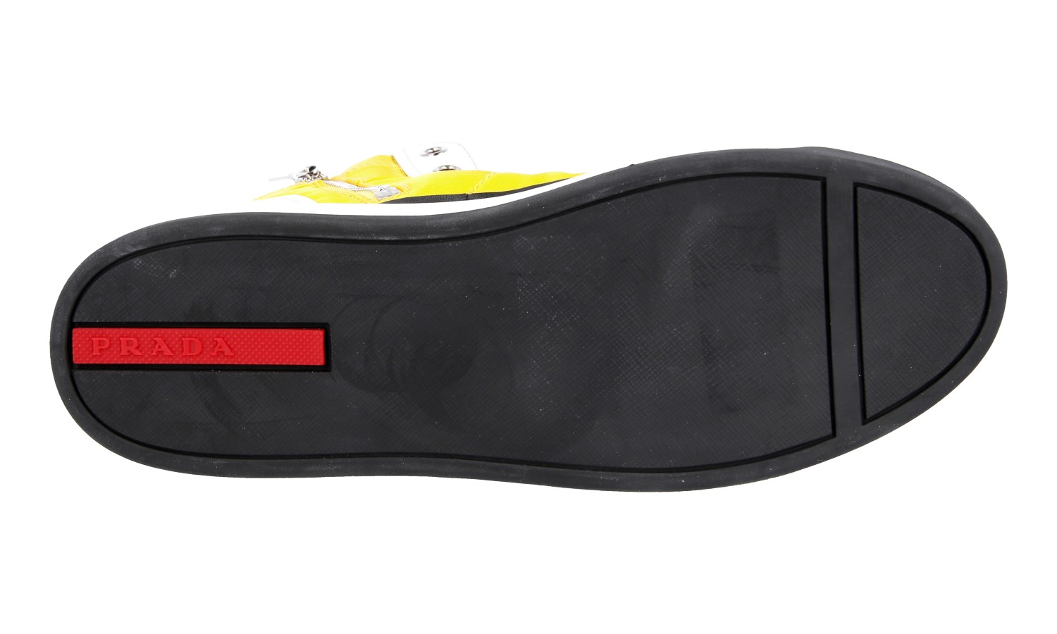 AUTH PRADA HIGH-TOP SNEAKERS SHOES 3T5957 YELLOW LEATHER NEW US 7