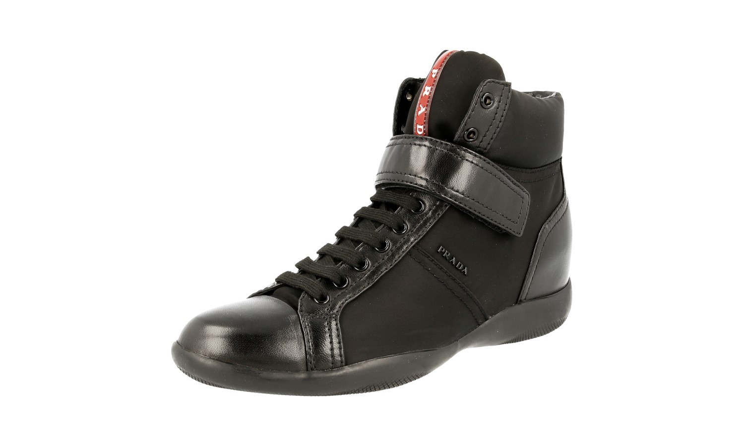 PRADA HIGH-TOP SNEAKERS SHOES 3TZ043 BLACK WEDGE NEW US 10.5 EU 40