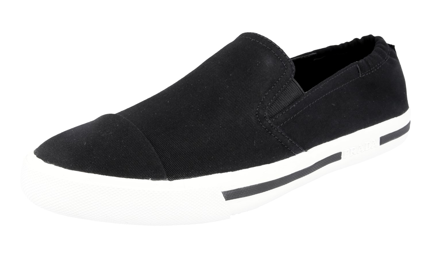 Prada ブラックシューズ PRADA Canvas Slip-On Sneakers - 4D2986 - Black White - NEW - US 10