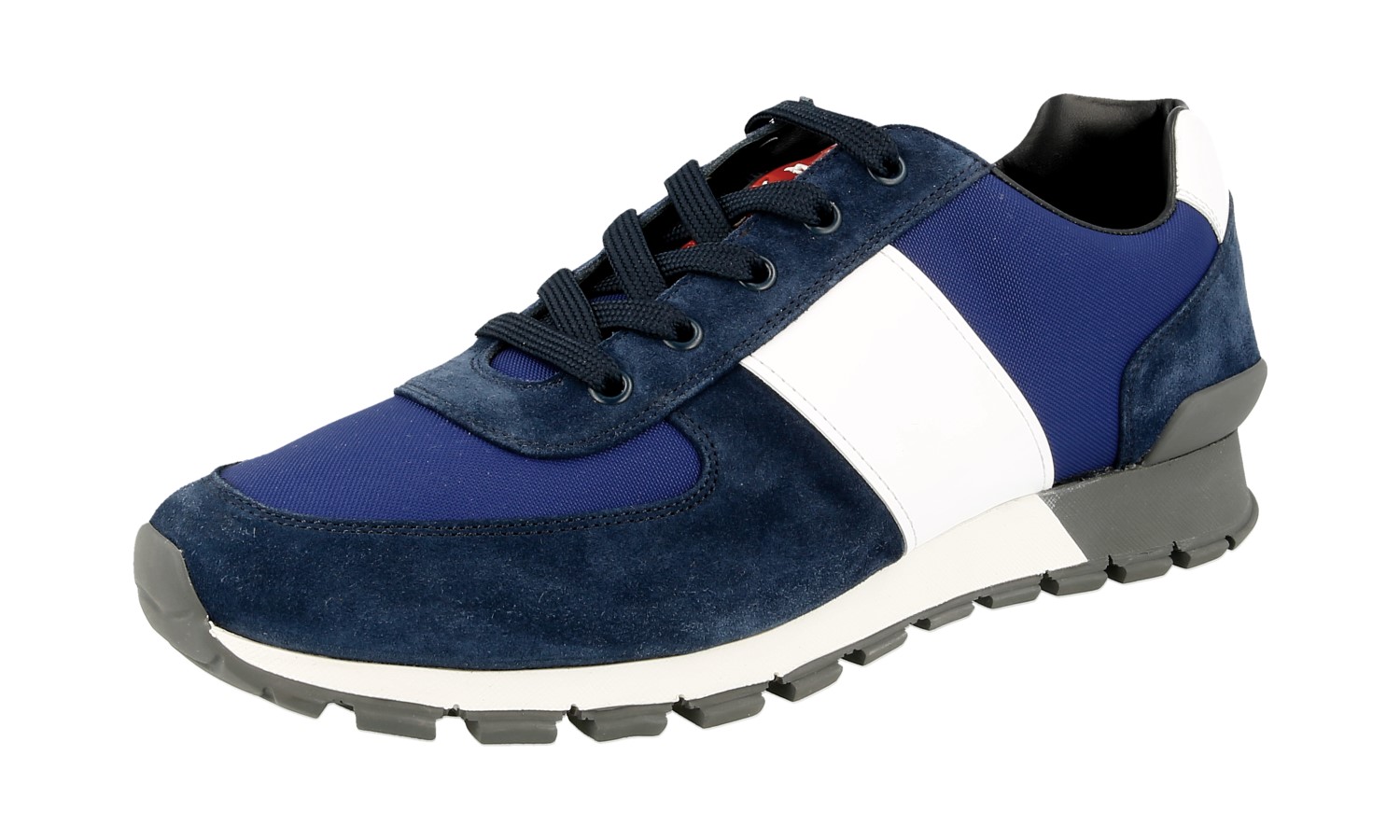 スニーカー PRADA Men Sneakers 4E3400FG0006GWF0W4C Blue Blue/silver Patent Leather And Technical Fabric Prada
