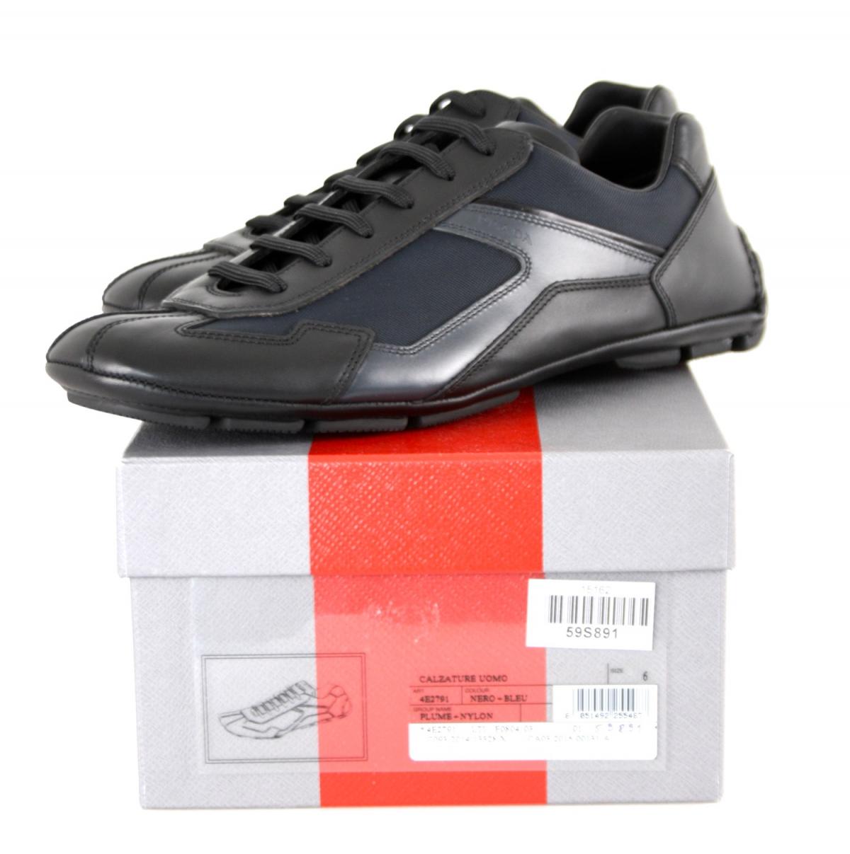 LUXUS PRADA MONTE CARLO SNEAKER SCHUHE 4E2791 SCHWARZ LEDER NEU 6