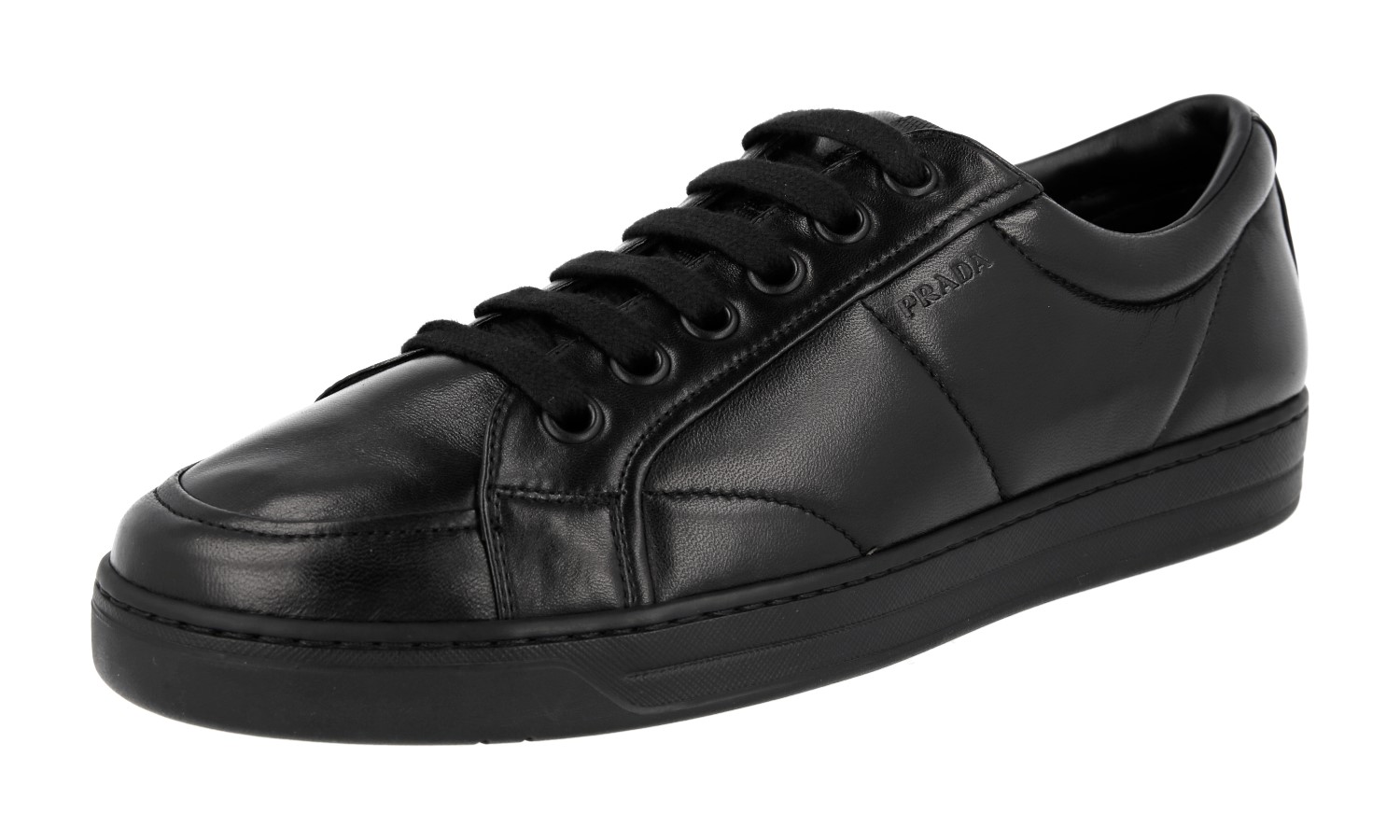 PRADA Nappa Leather SHEARLING FUR Downtown Sneakers Black NEW - US
