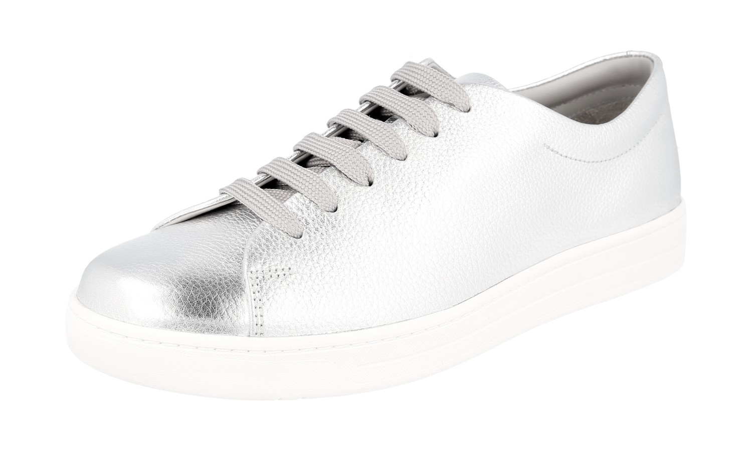 PRADA CHROME SILVER SNEAKERS SHOES 4E2996 BUFFALO LEATHER | eBay