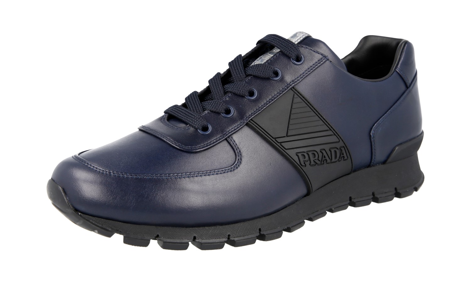 PRADA Leather PRAX Matchrace Sneakers - 4E3198 Navy Blue 