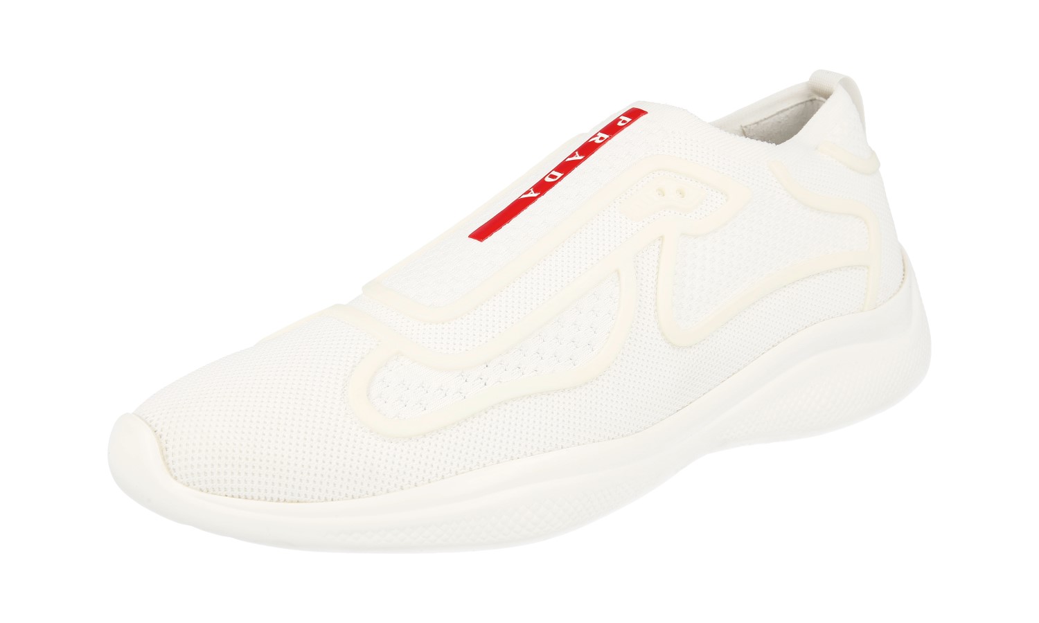 PRADA NEW AMERICAS CUP SNEAKERS SHOES WHITE RED STRIPE NEW