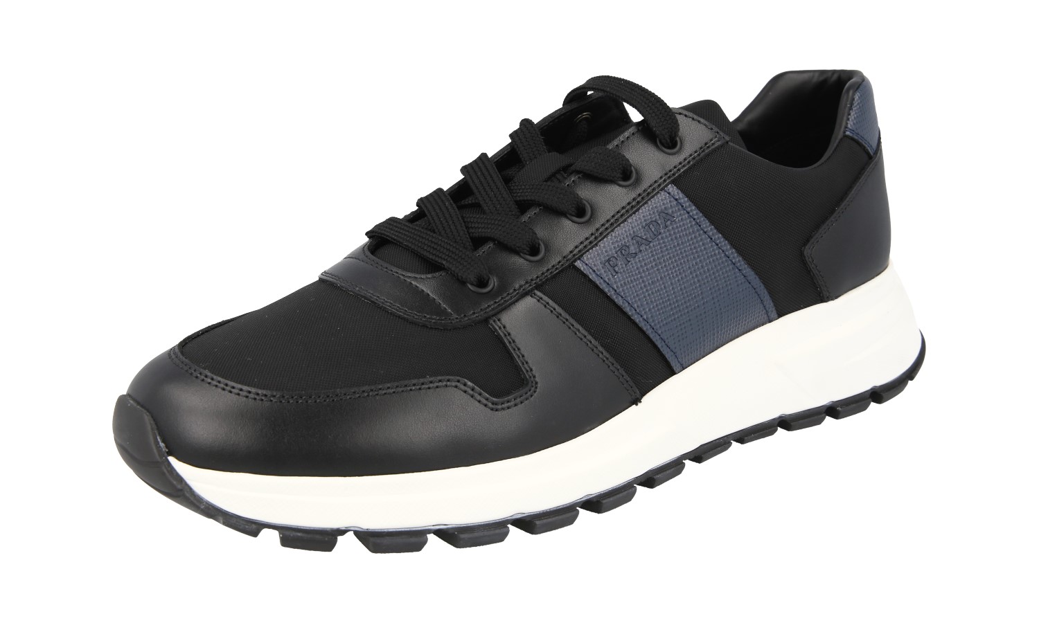 PRADA Leather Nylon PRAX Sneakers - 4E3463 - Black Navy - NEW - US