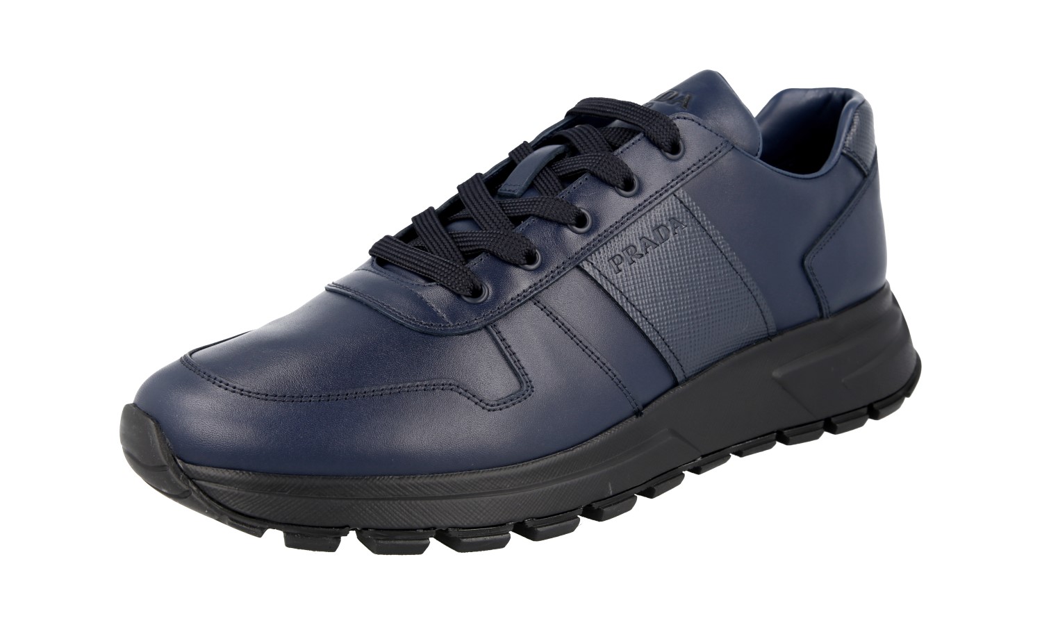 PRADA Leather Prax01 Sneakers - 4E3463 - Navy Blue Black - NEW