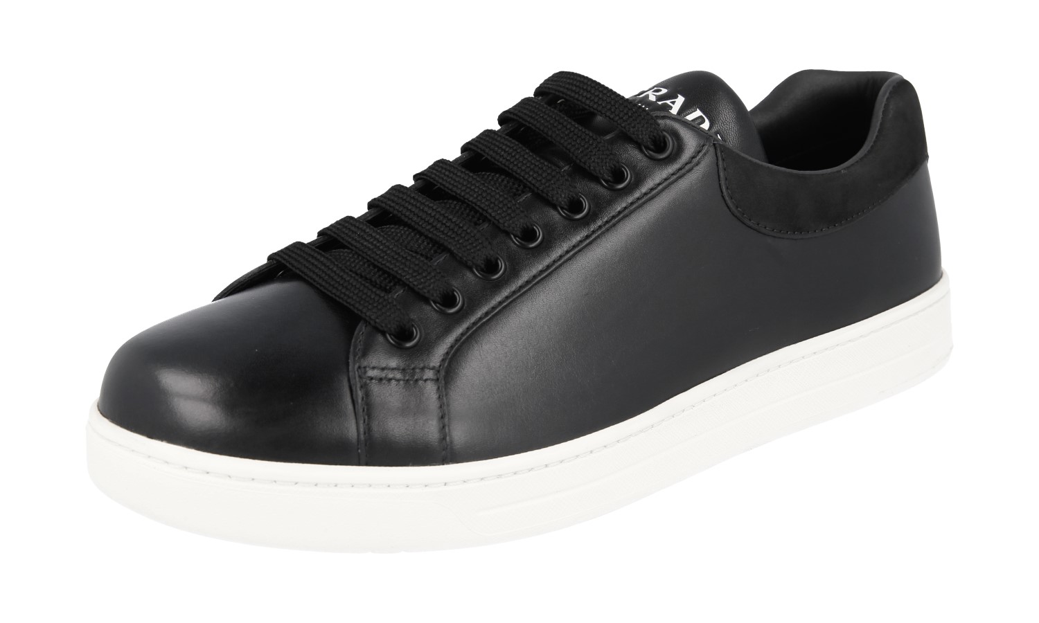 PRADA Leather Downtown Sneakers Shoes - 4E3484 - Black White - NEW